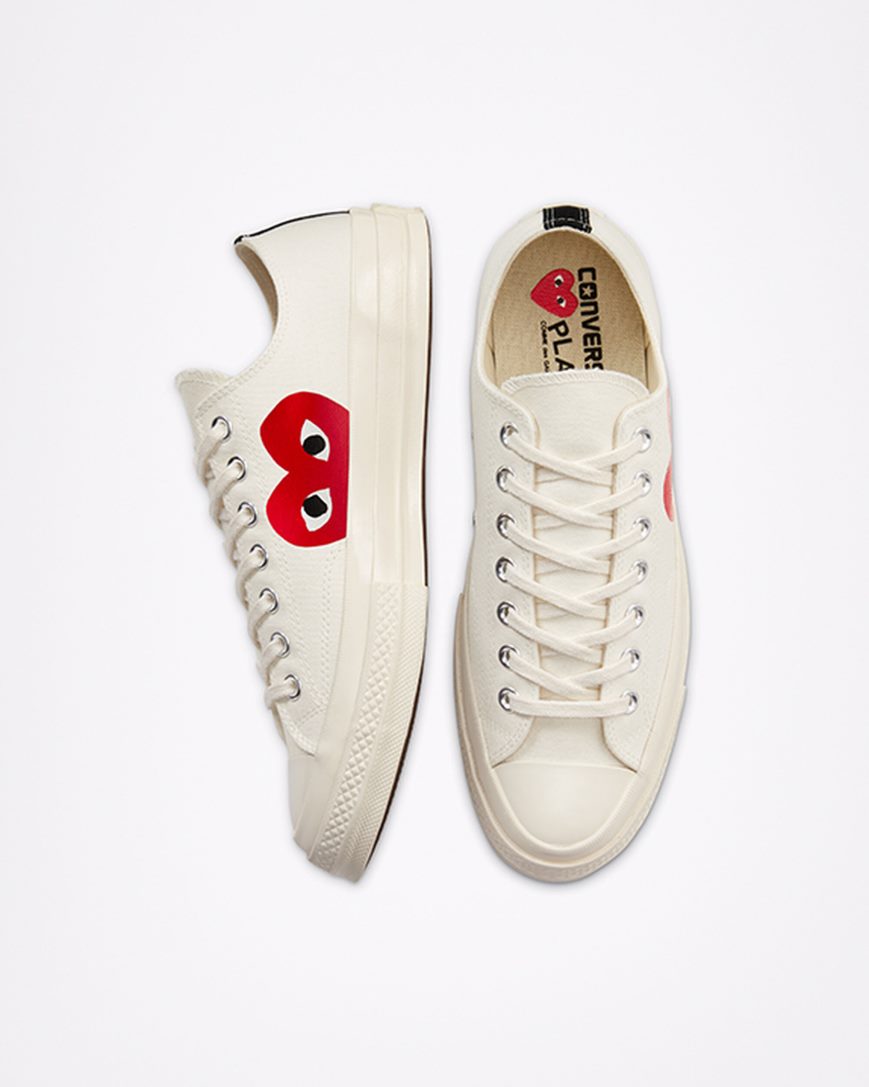 Converse x Comme des Garçons PLAY Chuck 70 Lave Sko Herre Hvite Rød | 480LGNPME