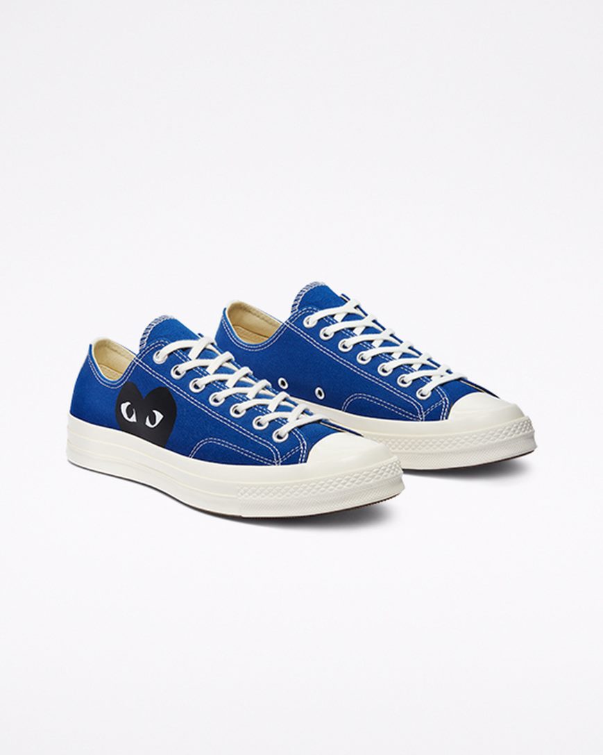 Converse x Comme des Garçons PLAY Chuck 70 Lave Sko Dame Blå Svarte | 538ZWSUNL