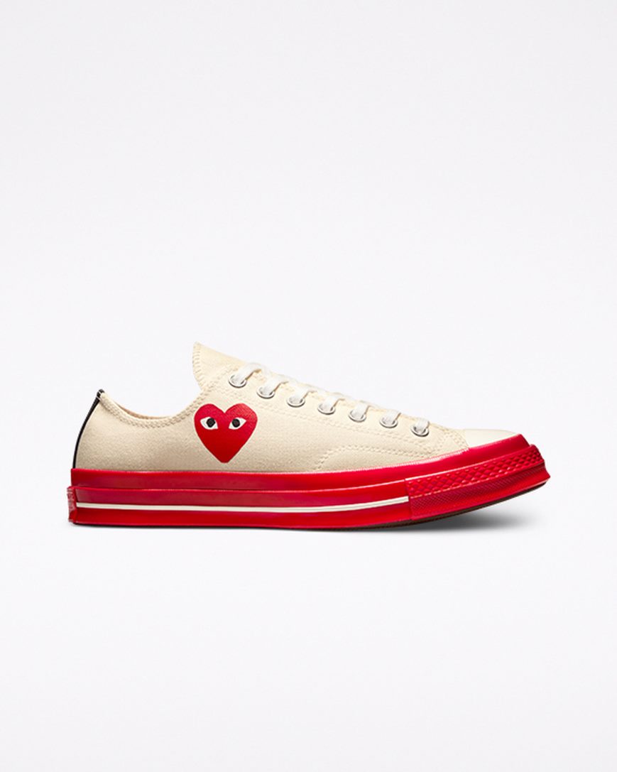 Converse x Comme des Garçons PLAY Chuck 70 Lave Sko Dame Rød | 695SIDFAQ