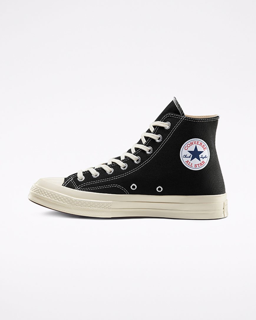 Converse x Comme des Garçons PLAY Chuck 70 Høye Sko Dame Svarte Hvite Rød | 807ZPVRHM