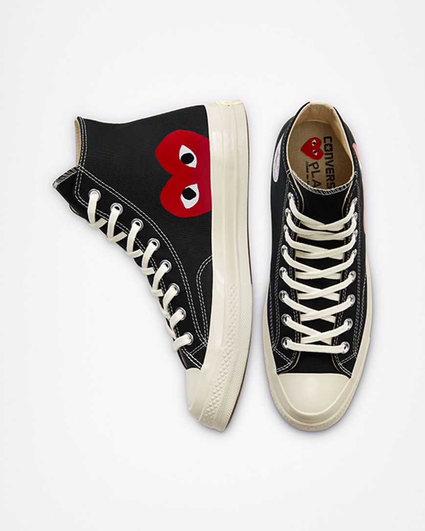 Converse x Comme des Garçons PLAY Chuck 70 Høye Sko Dame Svarte Hvite Rød | 807ZPVRHM