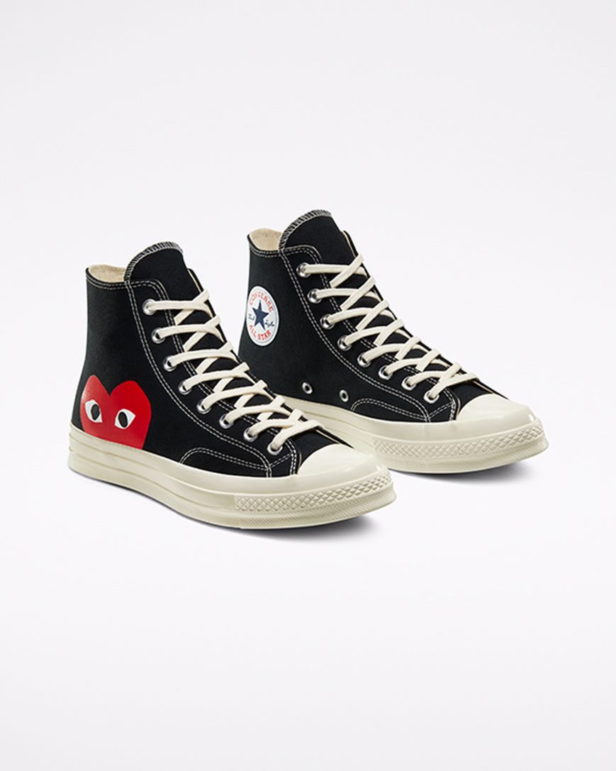 Converse x Comme des Garçons PLAY Chuck 70 Høye Sko Dame Svarte Hvite Rød | 807ZPVRHM