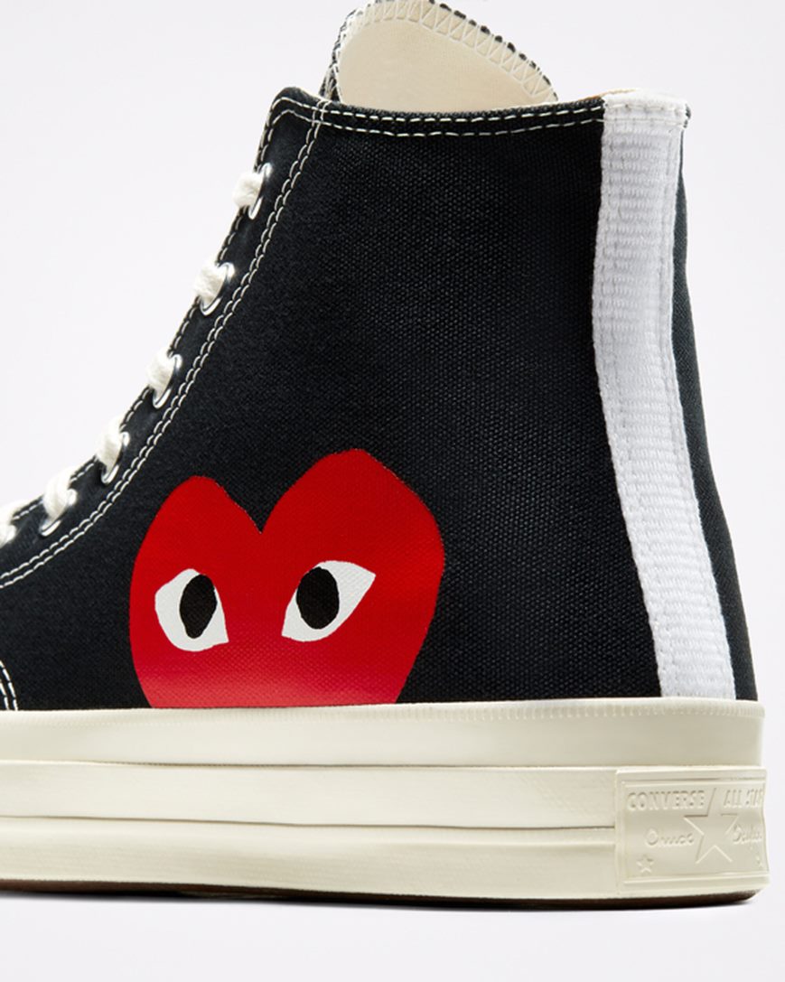 Converse x Comme des Garçons PLAY Chuck 70 Høye Sko Dame Svarte Hvite Rød | 807ZPVRHM