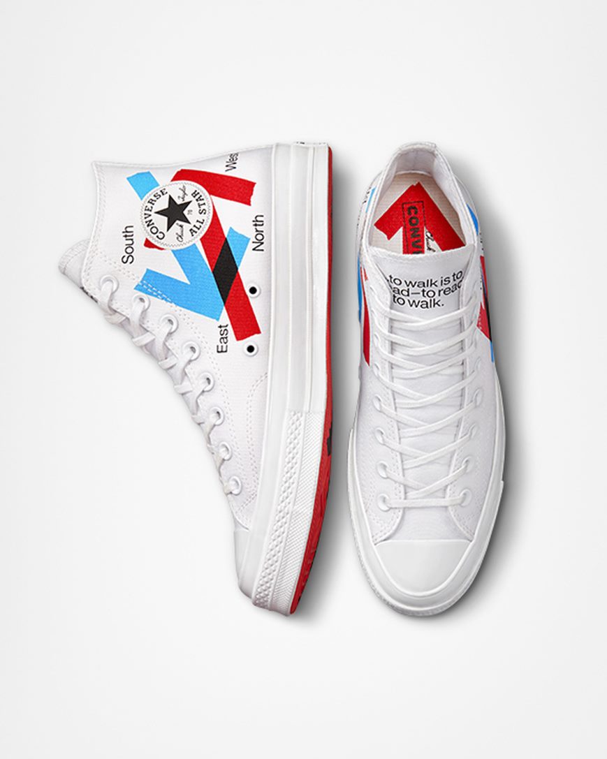 Converse x Patta x Experimental Jetset Chuck 70 Høye Sko Herre Hvite Rød Blå | 963NJWLMD